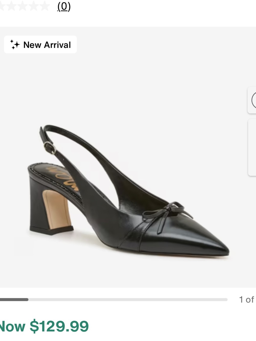Sam Eldman Women's Black Slingback Pointed Toe Pumps with Bow